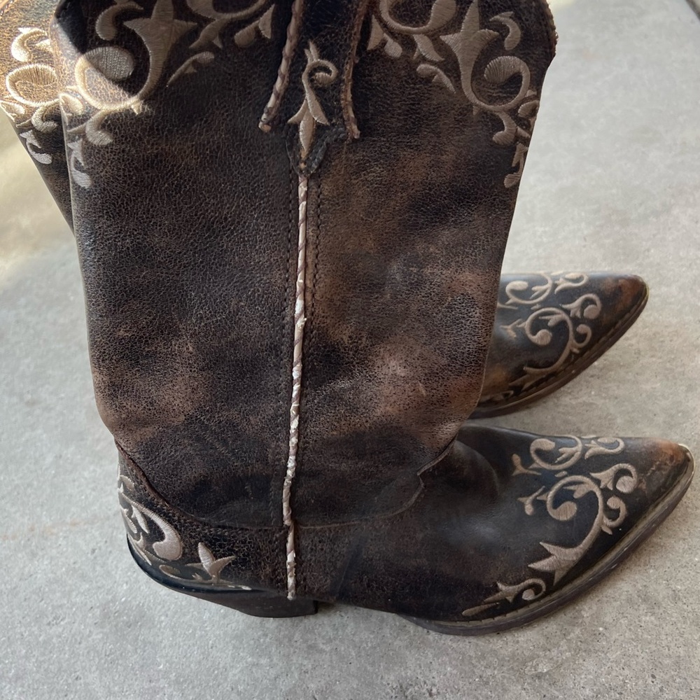 DURANGO CRUSH Women's 8M Embroidered Cowboy Boots 12" Brown Western RD3203 - Picture 4 of 11